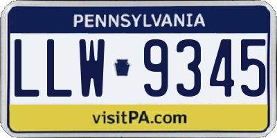 PA license plate LLW9345