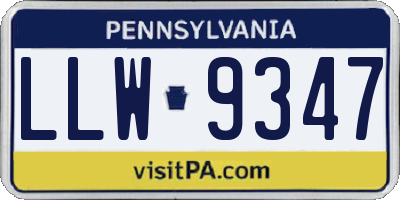 PA license plate LLW9347