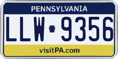 PA license plate LLW9356