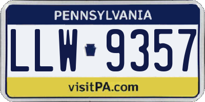 PA license plate LLW9357