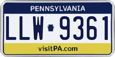 PA license plate LLW9361