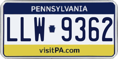 PA license plate LLW9362