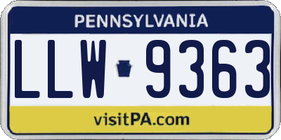 PA license plate LLW9363