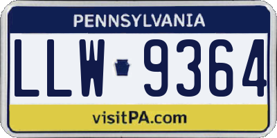 PA license plate LLW9364