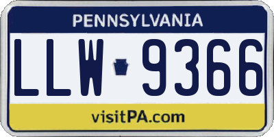 PA license plate LLW9366
