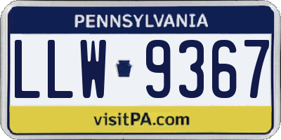 PA license plate LLW9367