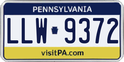 PA license plate LLW9372