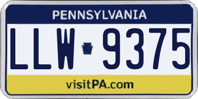 PA license plate LLW9375