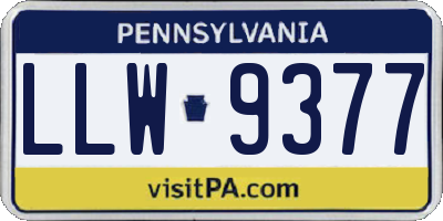 PA license plate LLW9377