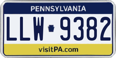PA license plate LLW9382