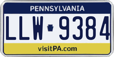 PA license plate LLW9384
