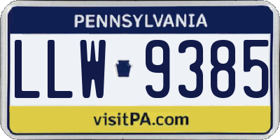 PA license plate LLW9385