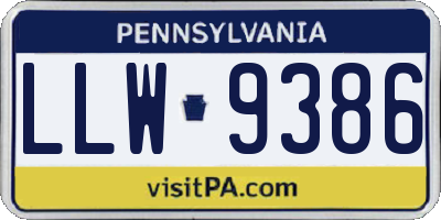 PA license plate LLW9386