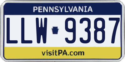 PA license plate LLW9387