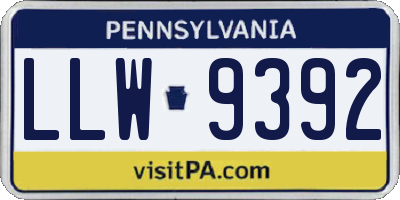 PA license plate LLW9392
