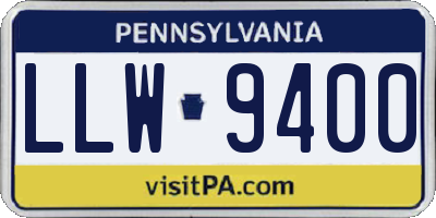 PA license plate LLW9400