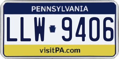 PA license plate LLW9406