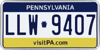 PA license plate LLW9407