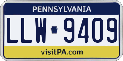 PA license plate LLW9409