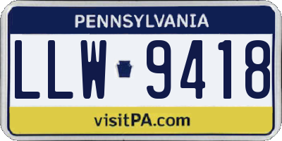 PA license plate LLW9418