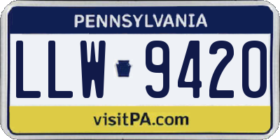 PA license plate LLW9420