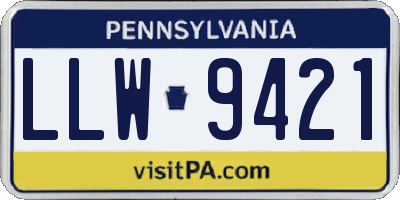PA license plate LLW9421