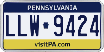 PA license plate LLW9424