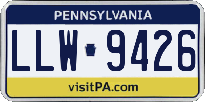 PA license plate LLW9426
