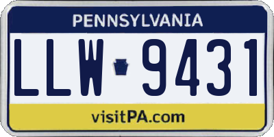 PA license plate LLW9431