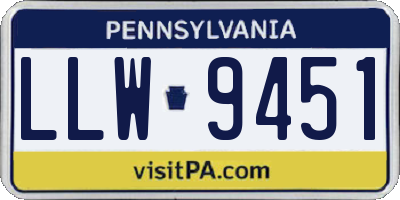 PA license plate LLW9451