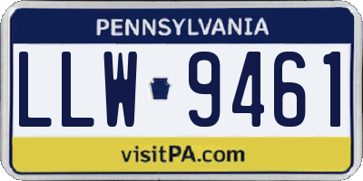 PA license plate LLW9461