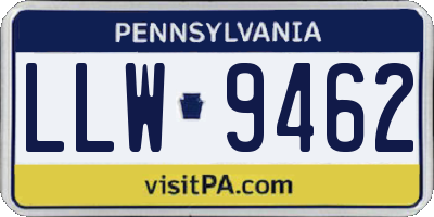 PA license plate LLW9462