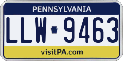 PA license plate LLW9463