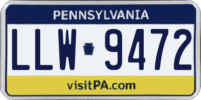 PA license plate LLW9472