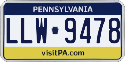 PA license plate LLW9478