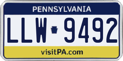 PA license plate LLW9492