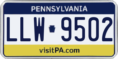 PA license plate LLW9502