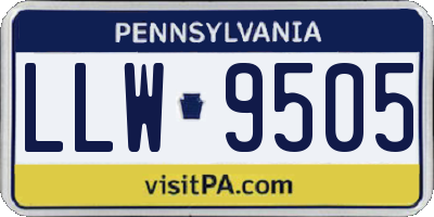 PA license plate LLW9505