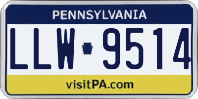 PA license plate LLW9514