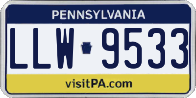 PA license plate LLW9533