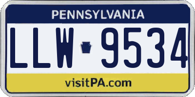 PA license plate LLW9534