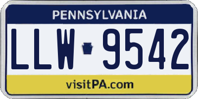 PA license plate LLW9542