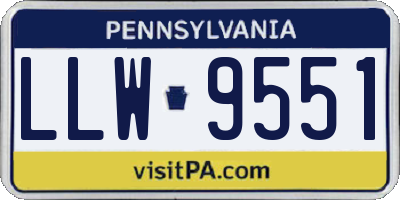 PA license plate LLW9551