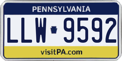 PA license plate LLW9592