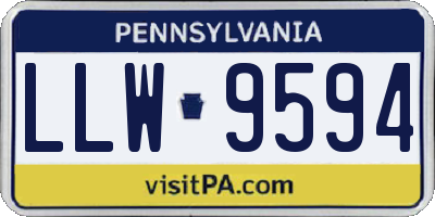 PA license plate LLW9594
