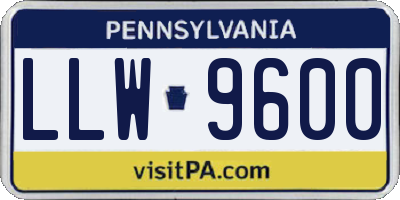 PA license plate LLW9600