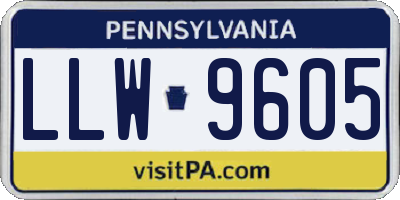 PA license plate LLW9605