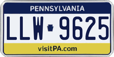 PA license plate LLW9625