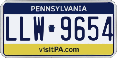 PA license plate LLW9654