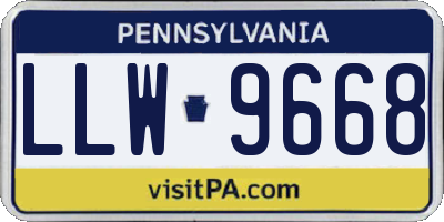 PA license plate LLW9668